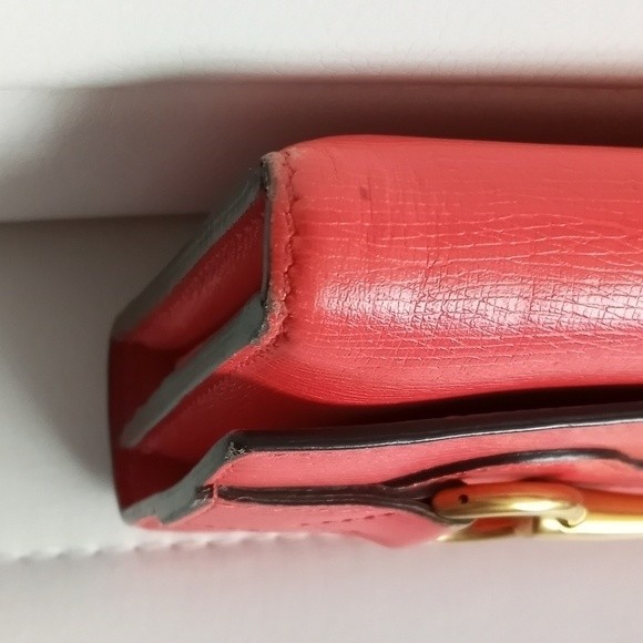 Gucci Red/Orange Leather Horse bit long wallet Authentic w/Chain & insert - Picture 14 of 15